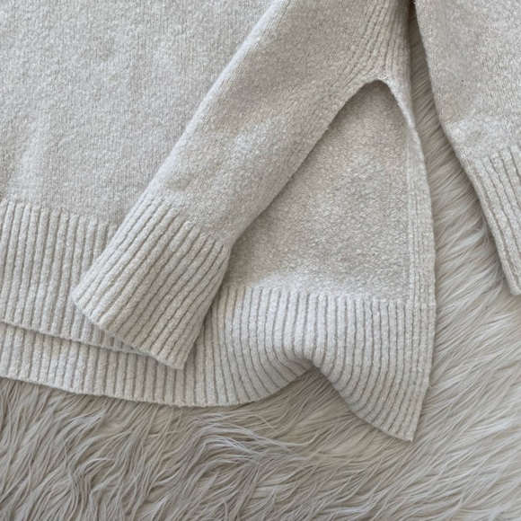 Allsaints FLAW Wool Blend Cream White Lock Roll Neck Asymmetric Sweater - Picture 5 of 12